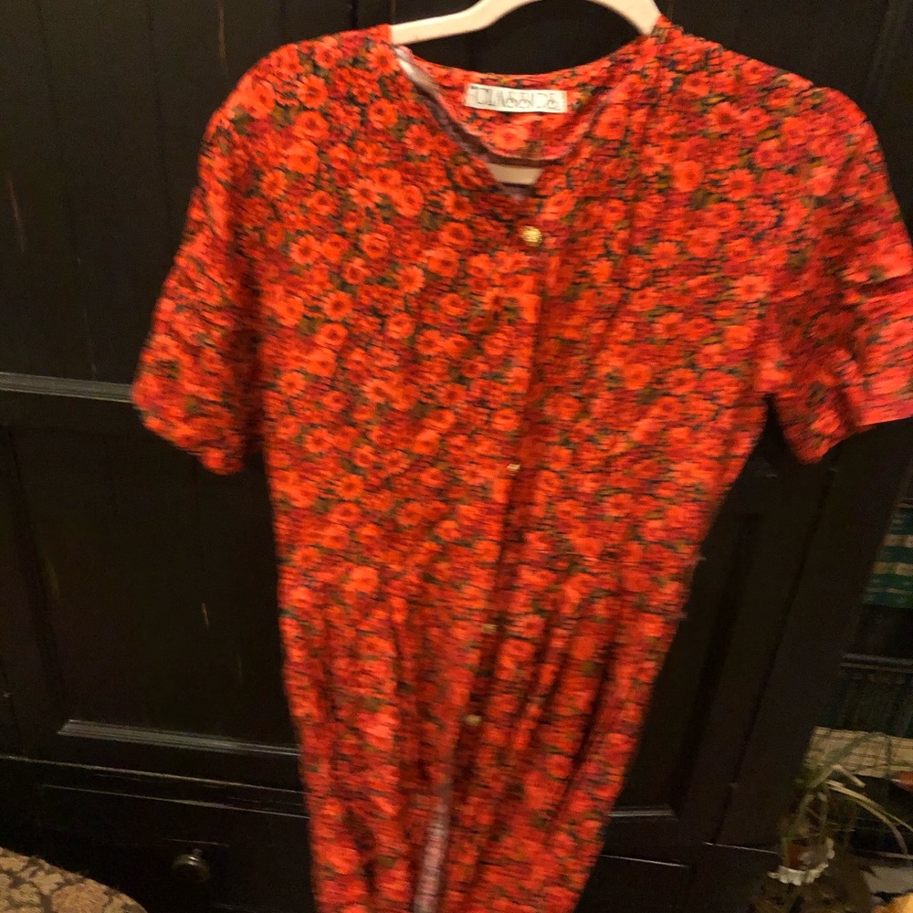 Red floral vintage dress